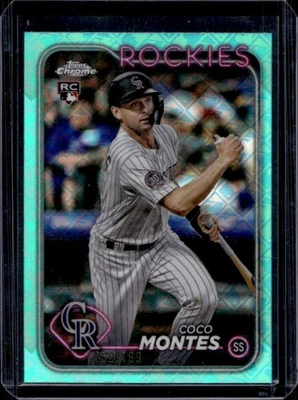 2024 Topps Chrome Logofractor Coco Montes RC Aqua MLB Refractor #52/199 Rockies - Image 1 of 2