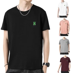 Men's Breathable Printed Short Sleeve T Shirt Crew Neck Casual Wear for Summer - Picture 1 of 9