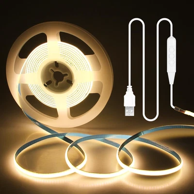 Striscia LED COB USB 3 M, Dimmerabile, 5 Mm, Larghezza 5 V, Luce Bianca Calda, 3 - Immagine 1 di 4