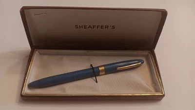 Pluma Estilográfica Sheaffer Vintage Azul Teal Snorkel 14k Nuevo en Caja Años 50 Caja Original Foto 1 de 4