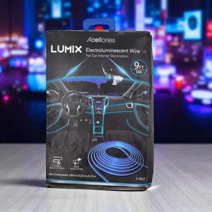 Lumix Electroluminescent Wire 9 ft 5 Volt Blue Auto Car Interior Decoration - Picture 1 of 3