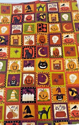 1-3/4 Yd SPOOKY HOLLOW Kim Schaefer~Andover Fabrics Halloween Cotton #3351 - Image 1 of 2