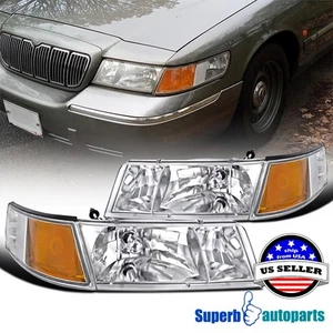 Fits 1998-2002 Mercury Grand Marquis Headlights Head lamps w/ Corner Signal Lamp - Picture 1 of 13