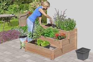 Endorphin Hochbeet dreistufig aus Lärchenholz [110 x 114 x 63cm] inkl Einsätze - Bild 1 von 5