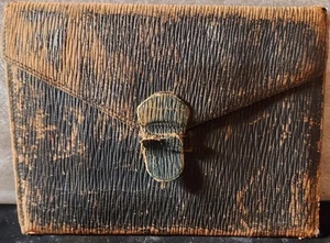 Vintage Early 20th Century Men's Black Leather Wallet Portfolio Still Functional - Picture 1 of 5