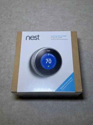 Google Nest Learning Thermostat T200577 Stainless Steel,2nd Generation,NWT - Image 1 of 4