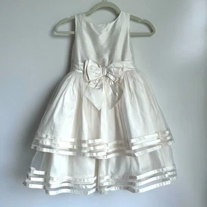 Janie & Jack Special Occasion Dress 100% Silk Sz 7 Tulle Cream Flower Formal - Picture 1 of 12