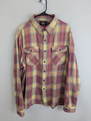 Camisa Ralph Lauren "RRL" Para Hombre 2XL Roja Abotonada Manga Larga Algodón a Cuadros Foto 1 de 4