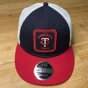 New Era 9FIFTY Low Profile Minnesota Twins Patch Mesh Snapback Hat Cap Navy Red - Picture 1 of 20