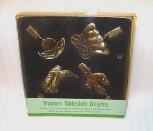 Camping World Pewter Tablecloth Weights Cowboy Boot Hat Cactus Wagon Clip On's - Picture 1 of 7