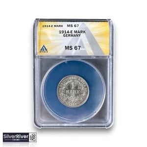 1914-E Germany Silver 1 Mark (*Certified MS67 by ANACS*) - Lustrous, Sharp - Picture 1 of 4
