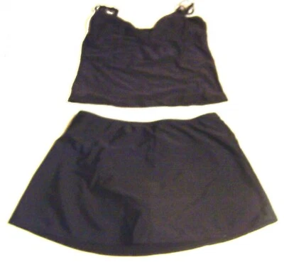 Traje de baño Tankini Sunsets L/XL negro con falda talla grande parte superior e inferior X-grande nuevo sin etiquetas Foto 1 de 3