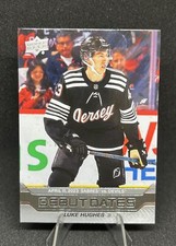 Luke Hughes 2023-24 Upper Deck Debut Dates Insert RC Card