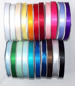 Satin Ribbon 20mm Wide Double Sided 1m 2m 5m 10m lengths Lots of Colours - Picture 1 of 26