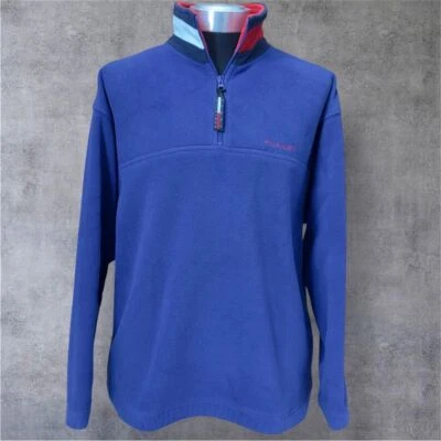 Pulôver de lã Tommy Hilfiger quarto de zíper azul vermelho colorblock estilo vintage tamanho M - Imagem 1 de 4