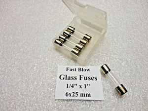 3/16 Amp, Fast Blow Glass Fuses, 6 x 25mm 1/4" x  1"  250 Volts, USA Quick Ship! - Picture 1 of 2