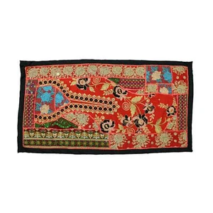 Vintage Embroidered Patchwork Indian Gypsy Bohemian Tapestry Wall Hanging Al - Picture 1 of 4