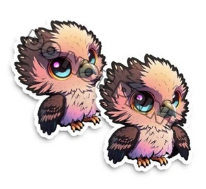 Pegatinas de búho bebé lindas pegatinas de búho pájaro calcomanías troqueladas M33024 juego de 2 - Imagen 1 de 2