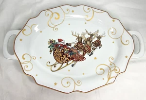 Williams Sonoma Twas the Night Before Christmas Santa Handled Platter 14 x 19" - Picture 1 of 5
