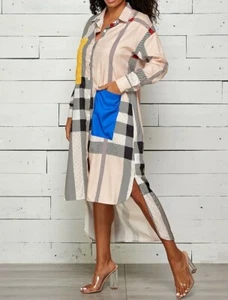 Hi Low button down plaid shirt dress Women Medium - Picture 1 of 3