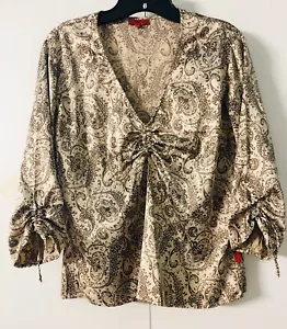 ZAGORA Blouse Size M Classic Parsley 3/4 Sleeves Top Tie neck and sleeves - Picture 1 of 8