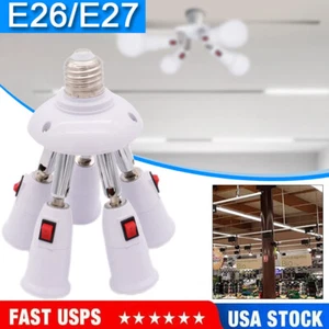 E26/E27 5 in 1 Lamp Socket Adapter Adjustable Extender For Halogen LED CFL Bulbs - Picture 1 of 7
