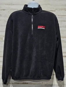 ESPN The Magazine Fleece Jacket XL Coat Black Quarter Zip Sports Pullover VGC - Picture 1 of 8