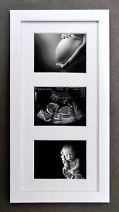 Ultrasound Pregnancy Scan 1st Photo Hand Made Triple Frame Baby Shower Gift - Picture 1 of 1