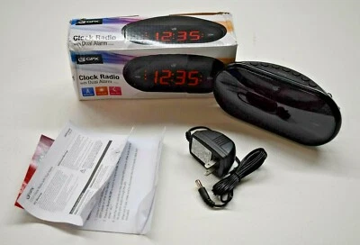 GPX C253B Digital Black Dual Alarm Clock Built-In Speaker Radio Large Display - Image 1 of 4