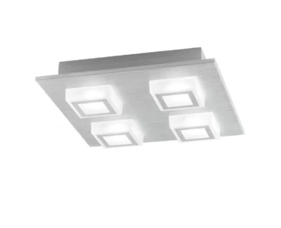 Luz de techo cuadrada LED integrada de aluminio cepillado Hampton Bay Garfield de 11 pulgadas Foto 1 de 4