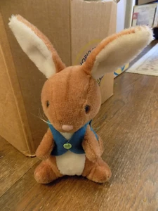 Vintage Dakin Beatrice Potter Peter Rabbit Blue Vest 14" Plush 1974 Puffy Tail - Picture 1 of 11