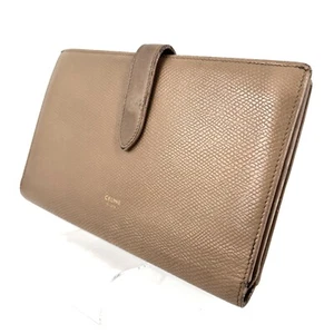 Celine Bifold Long Wallet Large Strap Leather Beige - Imagen 1 de 24