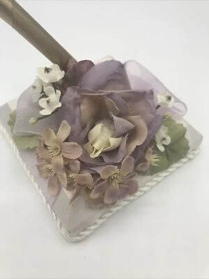Beverly Clark Collection Penholder English Garden with Lavender Ribbon Gold Pen - Image 1 of 4