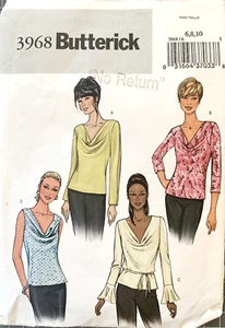 BUTTERICK 3968 Draped Blouse Sewing Pattern. Size 8-10-12. - Picture 1 of 2