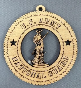 U.S. Army National Guard Custom 3" Durchmesser Lasergravur Holzornament - Bild 1 von 2