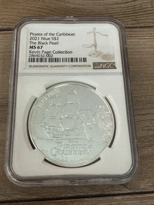 2021 NIUE 1 Oz Silver $2 Pirates of the Caribbean, The Black Pearl, NGC MS67 - Picture 1 of 3