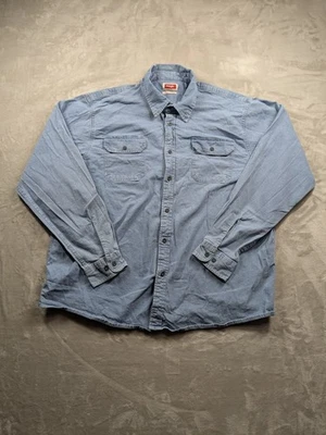 Wrangler Flex Denim Shirt Men’s 2XL Light Blue Long Sleeve Button Up Casual - Image 1 of 4