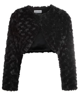 NEW Bonnie Jean Girls Size 5 "BLACK FAUX FUR" Bolero Shrug Sweater Jacket NWT - Image 1 of 2