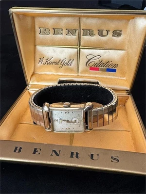 Reloj Pulsera BENRUS Art Deco/CITATION Tank Cuerda Manual 10K GF Unisex De Colección 1940 Foto 1 de 4