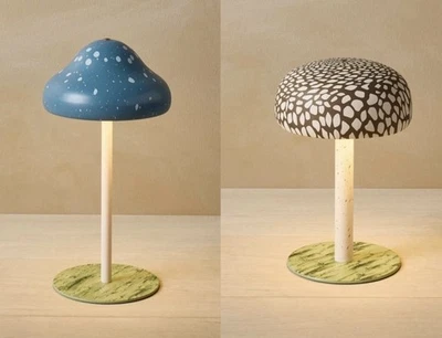 🍄🍄John Derian x Target 🎯 Conjunto de abajur azul + marrom cogumelo, novo em folha! - Imagem 1 de 3