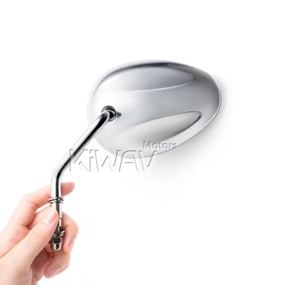 Espejos retrovisores elipse regulares vástago corto cromados CNC para Harley Fat Boy con suspensión de simios Foto 1 de 4