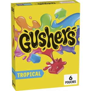 Gushers Fruit Flavored Snacks, Tropical Fruit Flavor, 6 Pouches, 4.8 oz - Picture 1 of 8