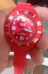 ICE WATCH RED/ORANGE SILICON STRAP WATER RESISTANT 3 ATM DATE STAINLESS STEEL 