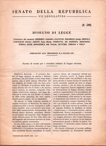 mx11 SCHUTZNORMEN FÜR ITALIENISCHE STAATSBÜRGER SLOWENISCHER SPRACHE - Gesetzesdekret - Bild 1 von 1