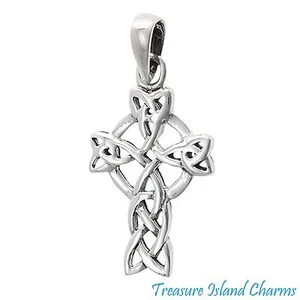 Celtic Endless Knot Christian Cross 925 Solid Sterling Silver Pendant - Picture 1 of 1