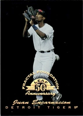 1998 Leaf Fractal Foundations GOLD LEAF ROOKIE Juan Encarnacion 3945/3999 - Image 1 of 2