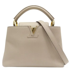 LOUIS VUITTON Capucines BB Taurillon Leather Galet Gray Shoulder Handbag M94634 - Picture 1 of 19