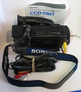 Sony Video Camera Recorder CCD-TR61 Video 8 Handycam w Manual, Strap and Cords - Picture 1 of 12