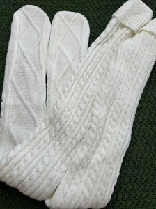 Vintage elfenbeinfarbene Zopfmuster Socken Overknee hoch 9-11 80er 90er Neu aus altem Lagerbestand - Bild 1 von 10