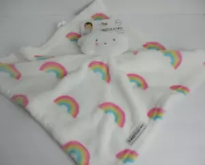 NWT Blankets & And Beyond White Rainbow Cloud Baby Plush Security Blanket Nunu - Picture 1 of 6